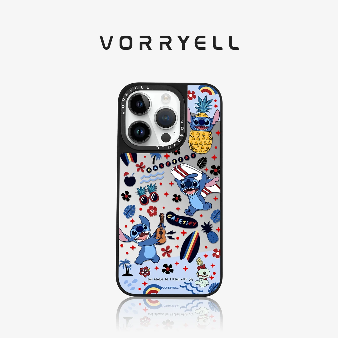 冲浪史迪仔适用苹果16手机壳13镜面苹果iPhone15/14保护套12新款