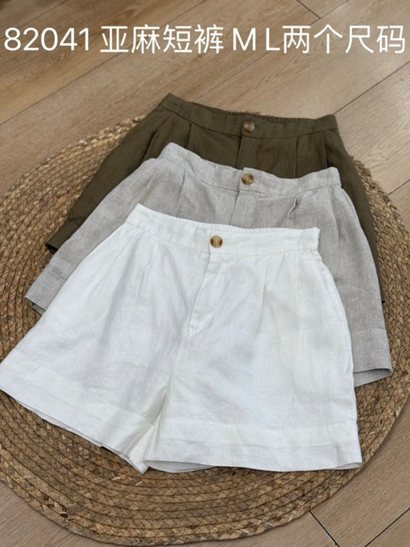 夏季纯亚麻休闲短裤带内衬宽松时尚热裤文艺复古简约西裤薄款外穿