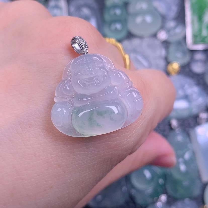 【闪购商品】翡翠18K金镶嵌颈饰果**?天然缅甸翡翠