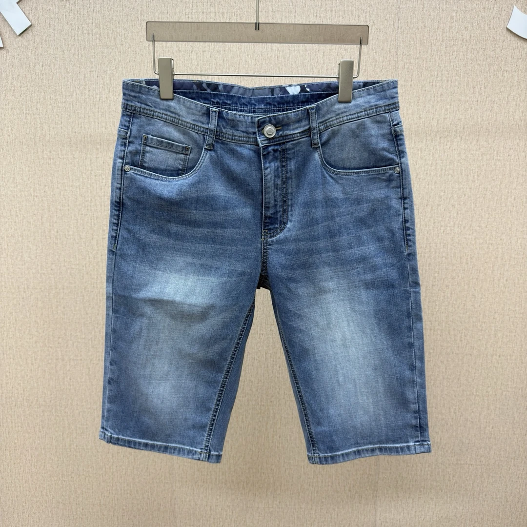 yu棉质休闲牛仔中裤舒适亲肤吸湿排汗浅蓝春夏款休闲