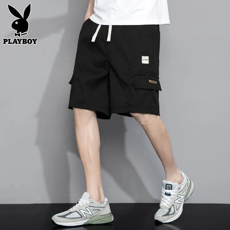 花花公子休闲短裤男士潮流宽松直筒工装运动夏季新款百搭五分裤男