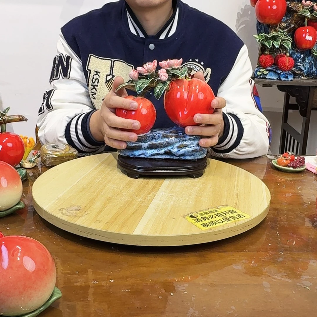 陶瓷双寿桃摆件的
