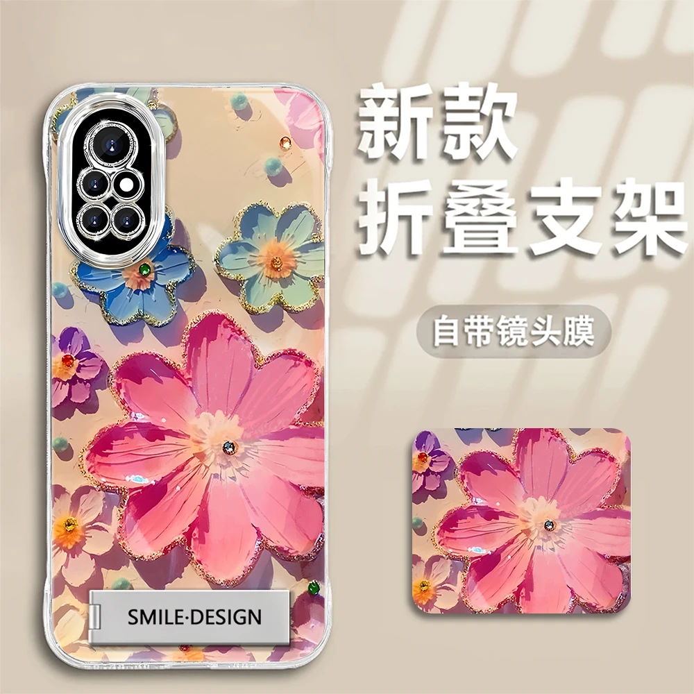 适用于【华为】Nova8Pro爆款油画花创意时尚羽纱无边框手机壳