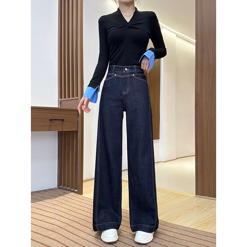 阔腿牛仔裤女2025春季新款高腰宽松显瘦休闲裤潮流直筒裤子