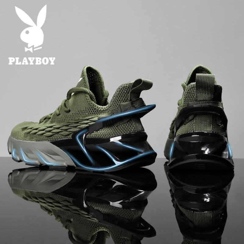 花花公子男鞋2025年新款夏季透气网面防臭飞织运动鞋跑步刀锋网鞋