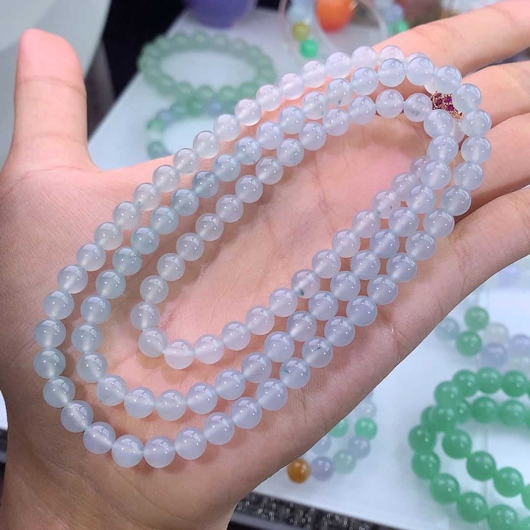 未镶嵌手链翡翠冰种晴水飘花手串
