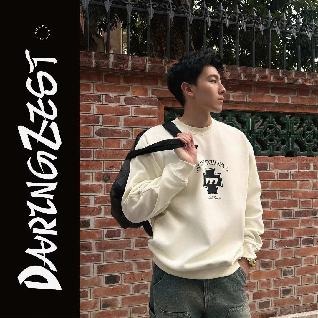 DZ 加绒美式做旧圆领重磅秋冬卫衣