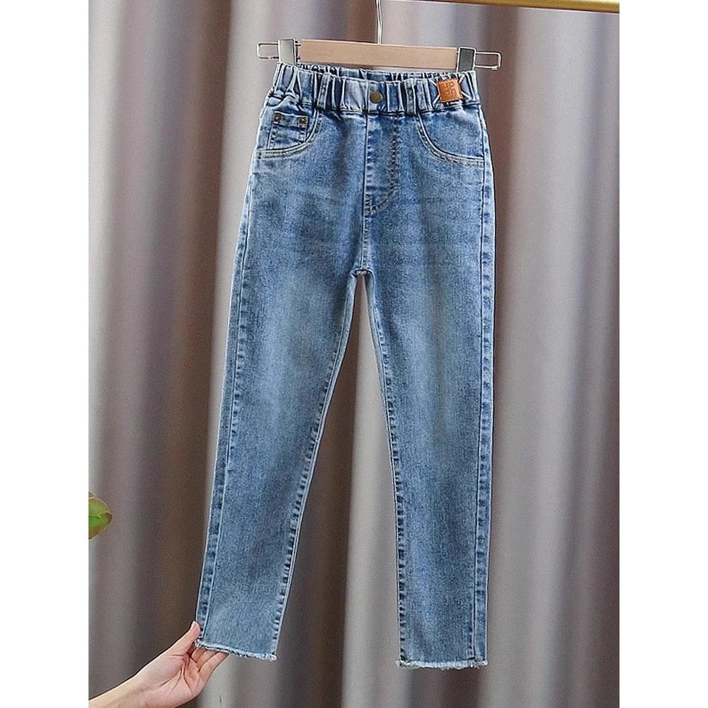 FAVMARTHA女孩牛仔裤，小脚裤，春季和秋季2025新的冬季