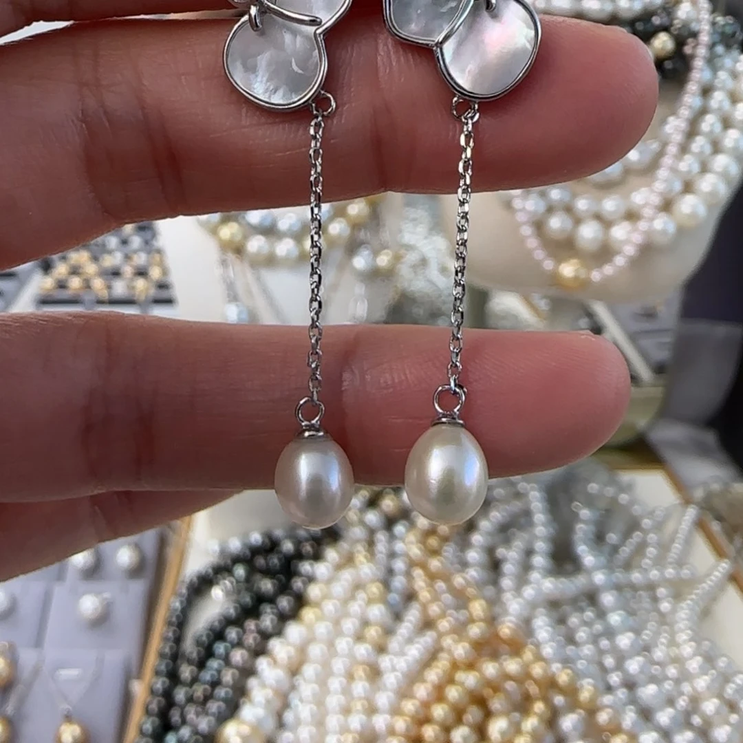 淡水珍珠耳饰银S925镶嵌