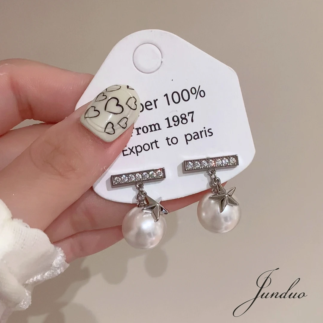 君朵饰品00723个性时尚五角星珠珠耳饰耳钉