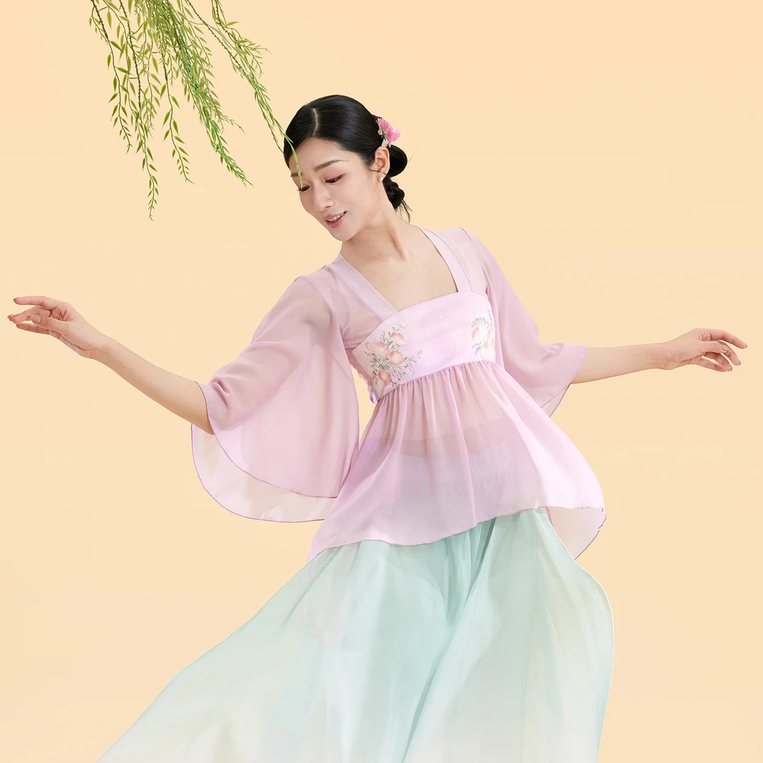 诗意花朵古典风纱衣合欢令古典舞上衣跳舞纱衣身韵飘逸风舞蹈服