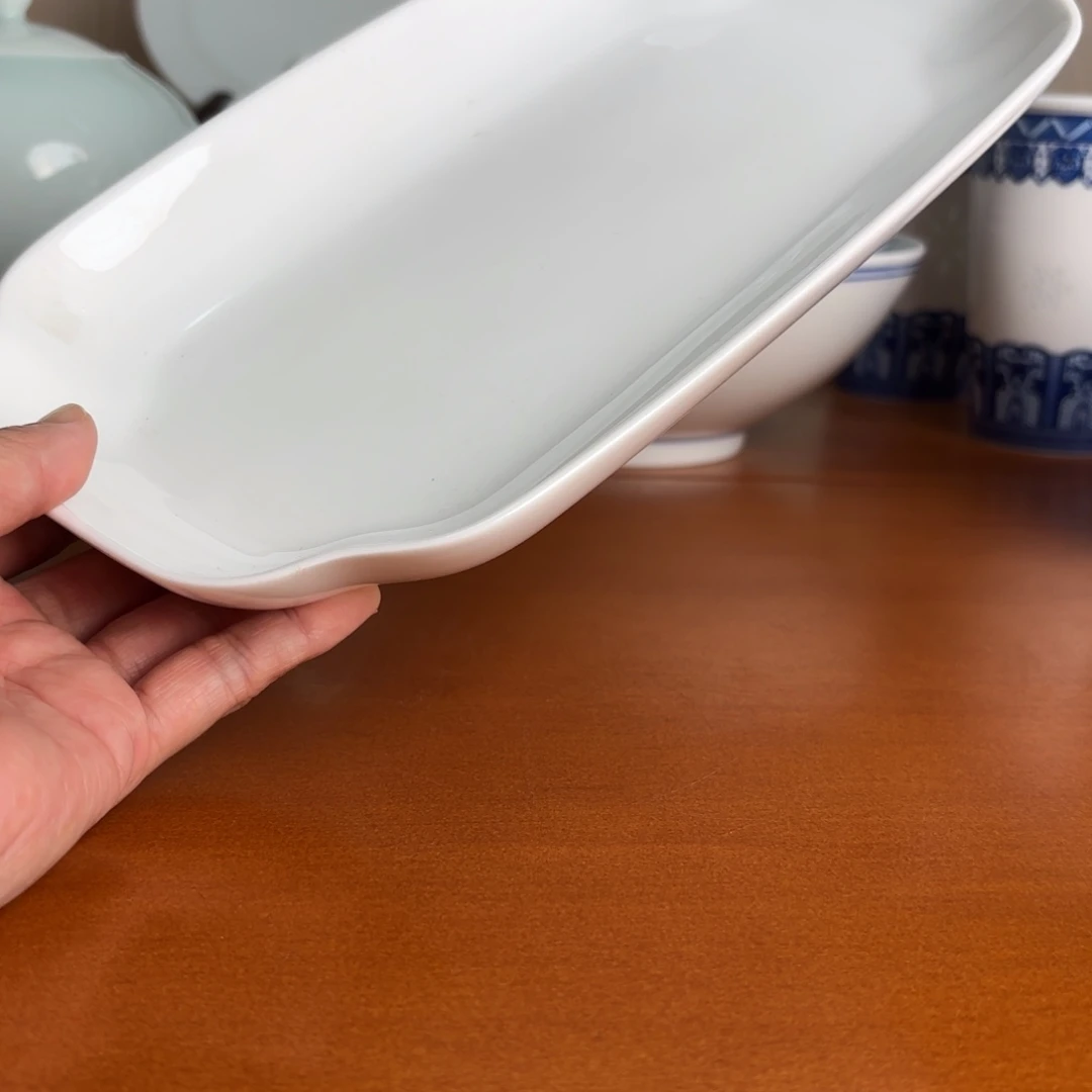 碗10.5英寸四方鱼盘白釉