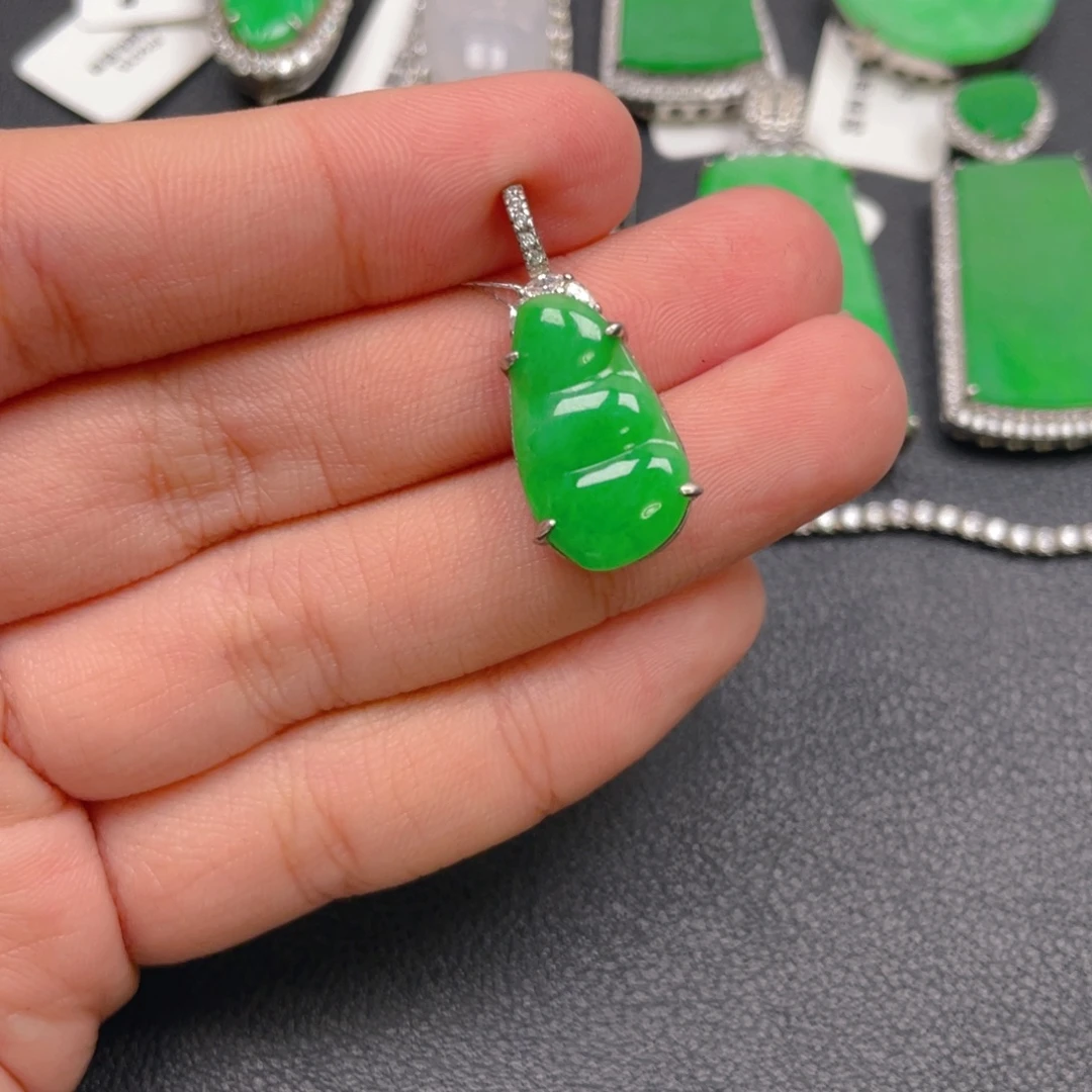翡翠银S925镶嵌吊坠(不含链)