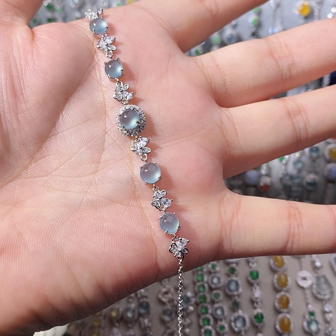 翡翠银S925镶嵌手链