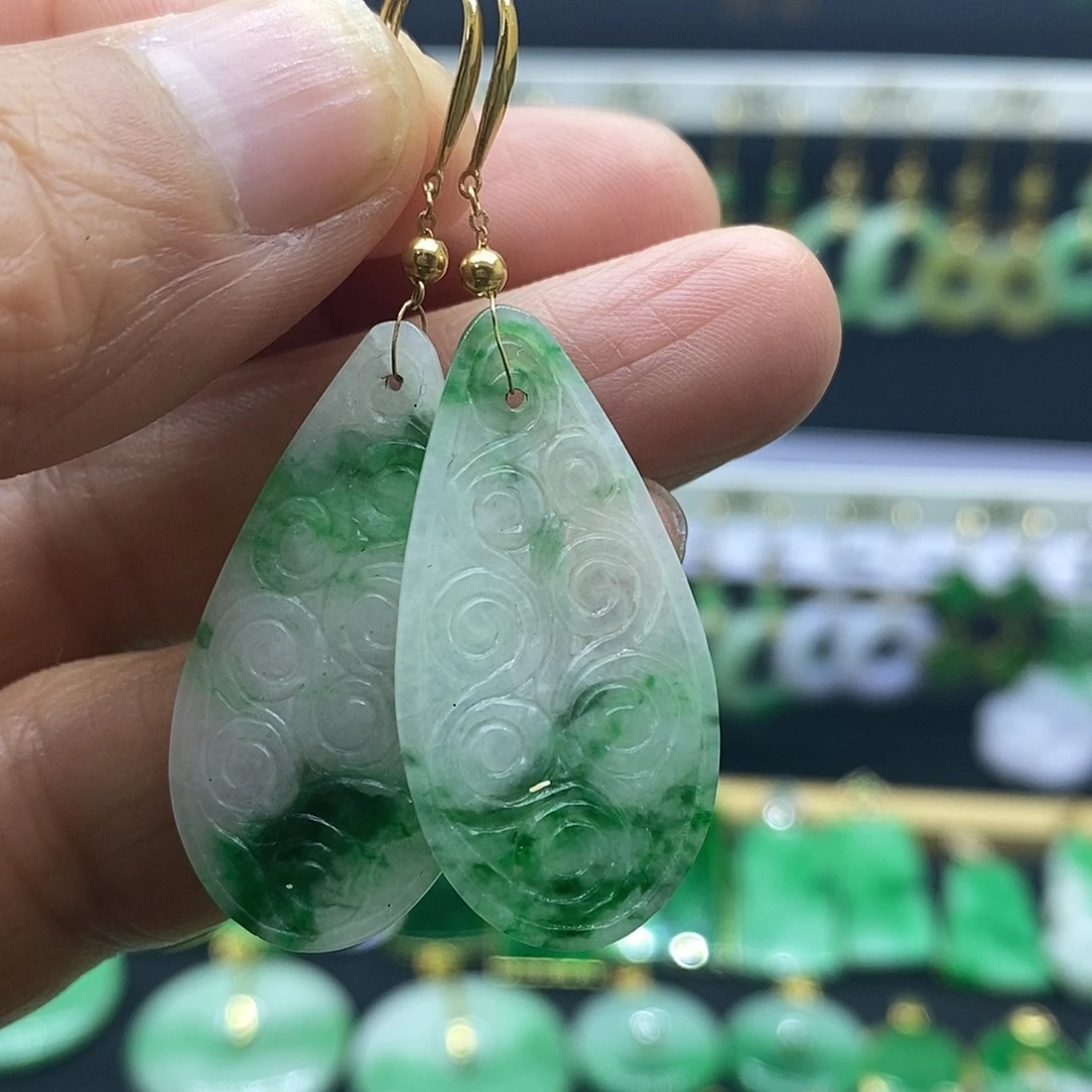 翡翠18K金镶嵌耳饰耳饰