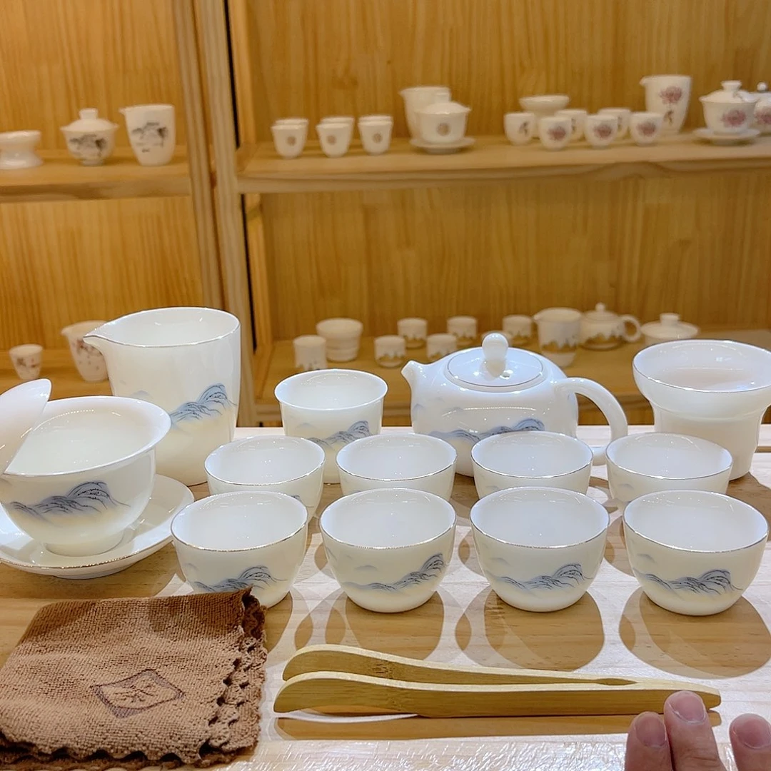 杯玄致羊脂玉瓷茶具套装