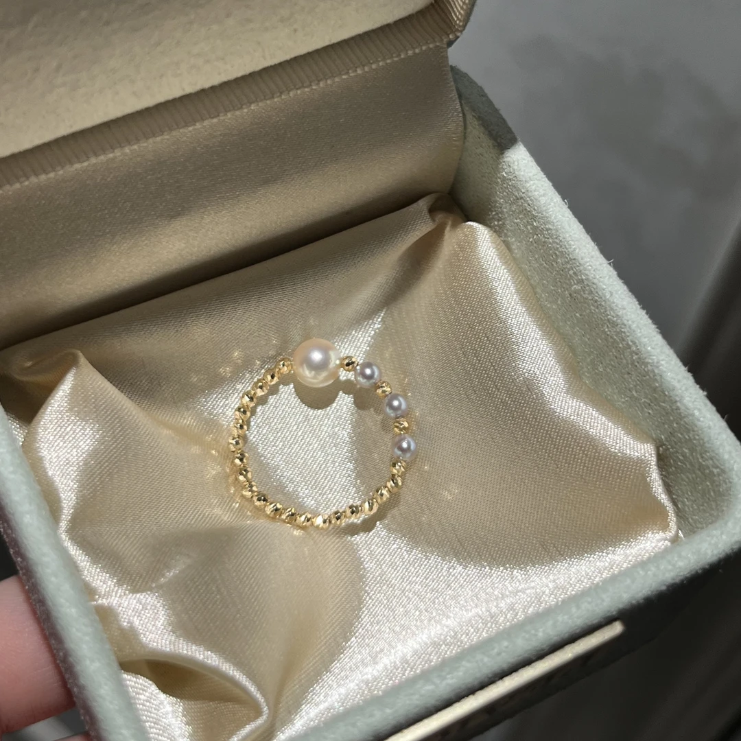 18k金海水戒指精致款—羽皇金5-6&真多麻3-4mm