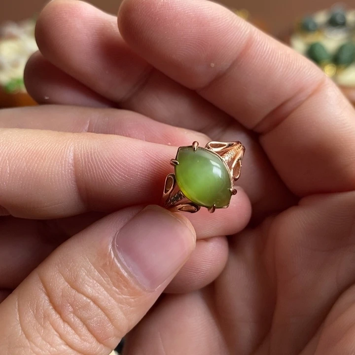 和田玉银S925镶嵌戒指