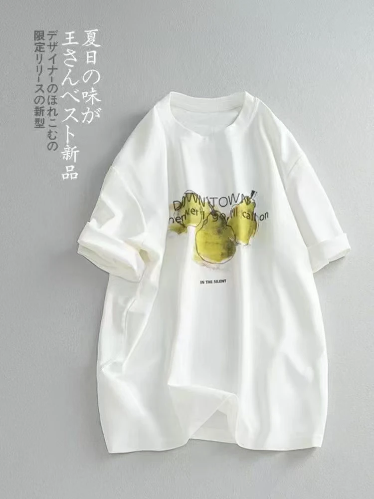 男女同款白色圆领印花夏季短袖T恤百搭上衣刺绣时尚纯棉卡通男士