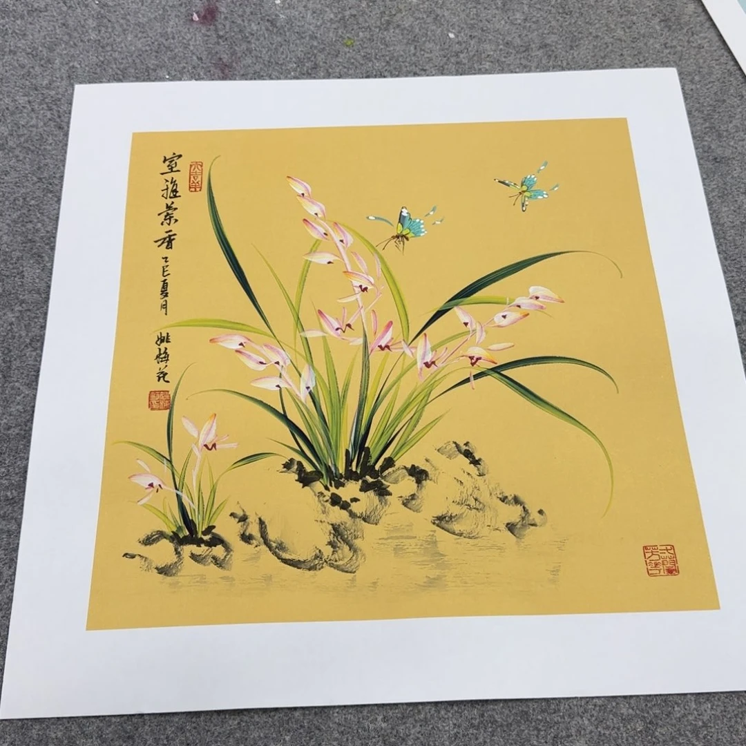 国画国画一笔两色立体兰花