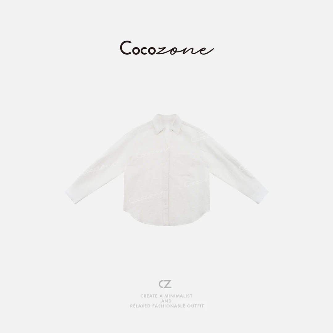 COCO ZONE 刘一一 100亚麻早春新款慵懒风轻薄休闲衬衫CD2A0169