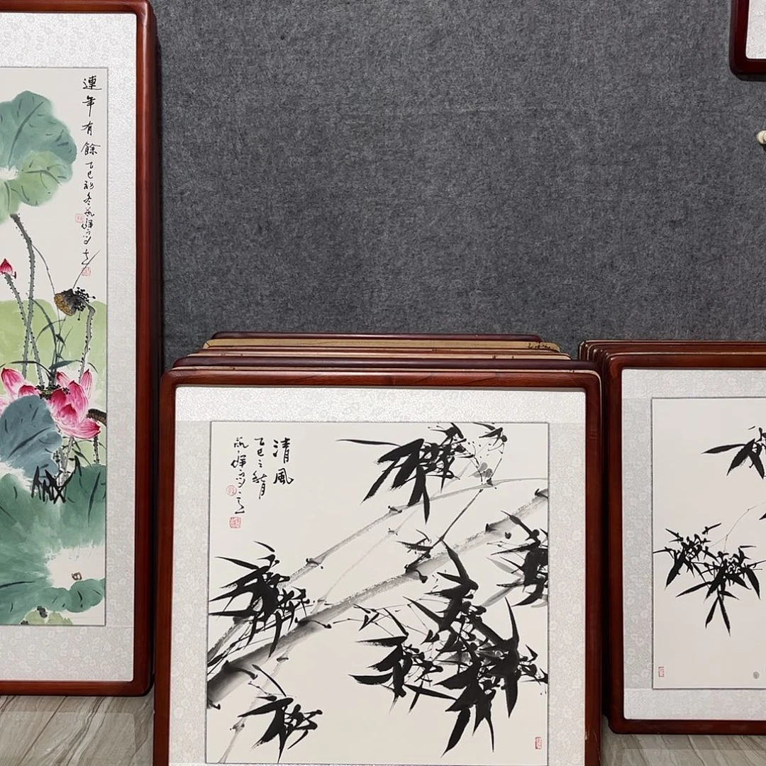 国画书画作品带框63×63