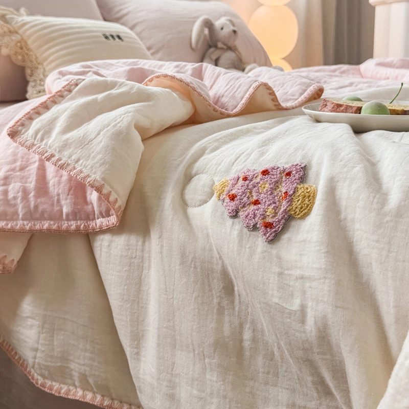 A类卡通双层纱夏季夏凉被空调被纯棉全棉可机洗2025新款小薄被子