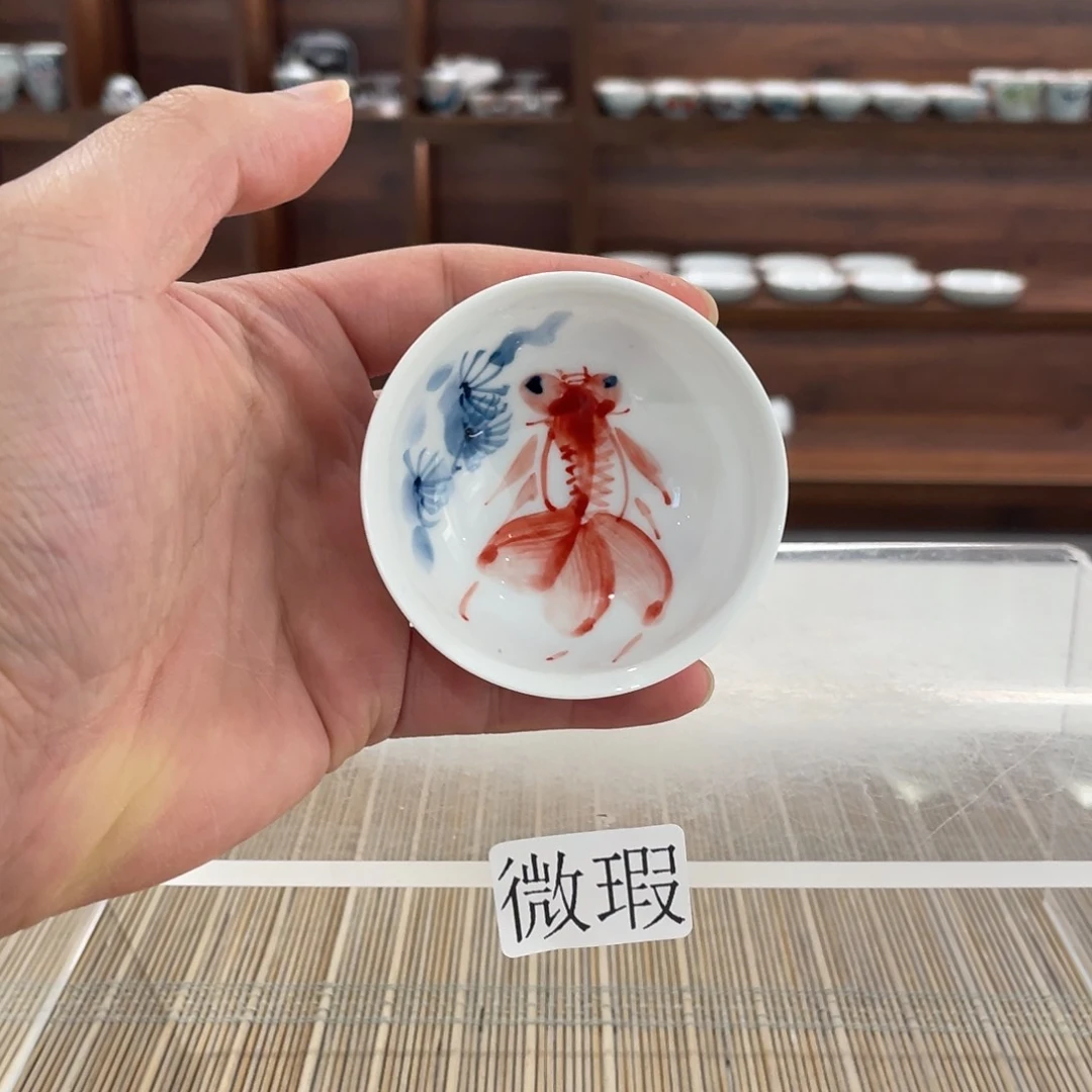 釉下手绘茶具微瑕