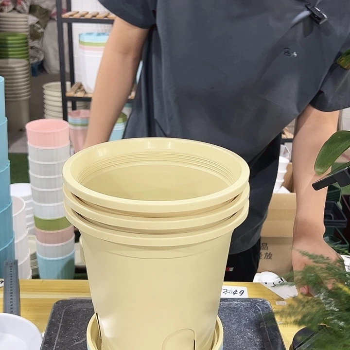 圆形控根210口21高21柠檬黄带托3只