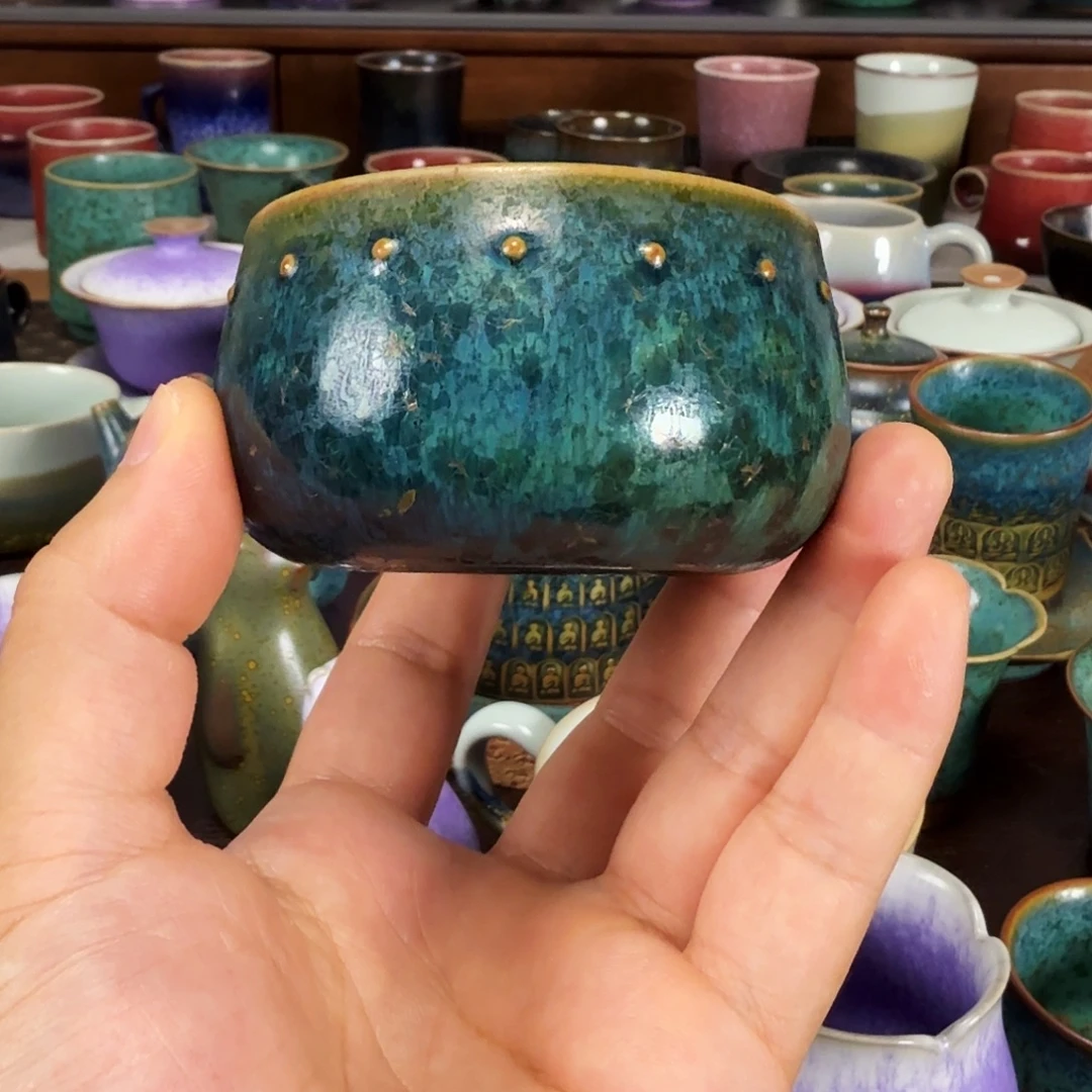 铜绿釉鼓钉禅定杯任晓飞老师