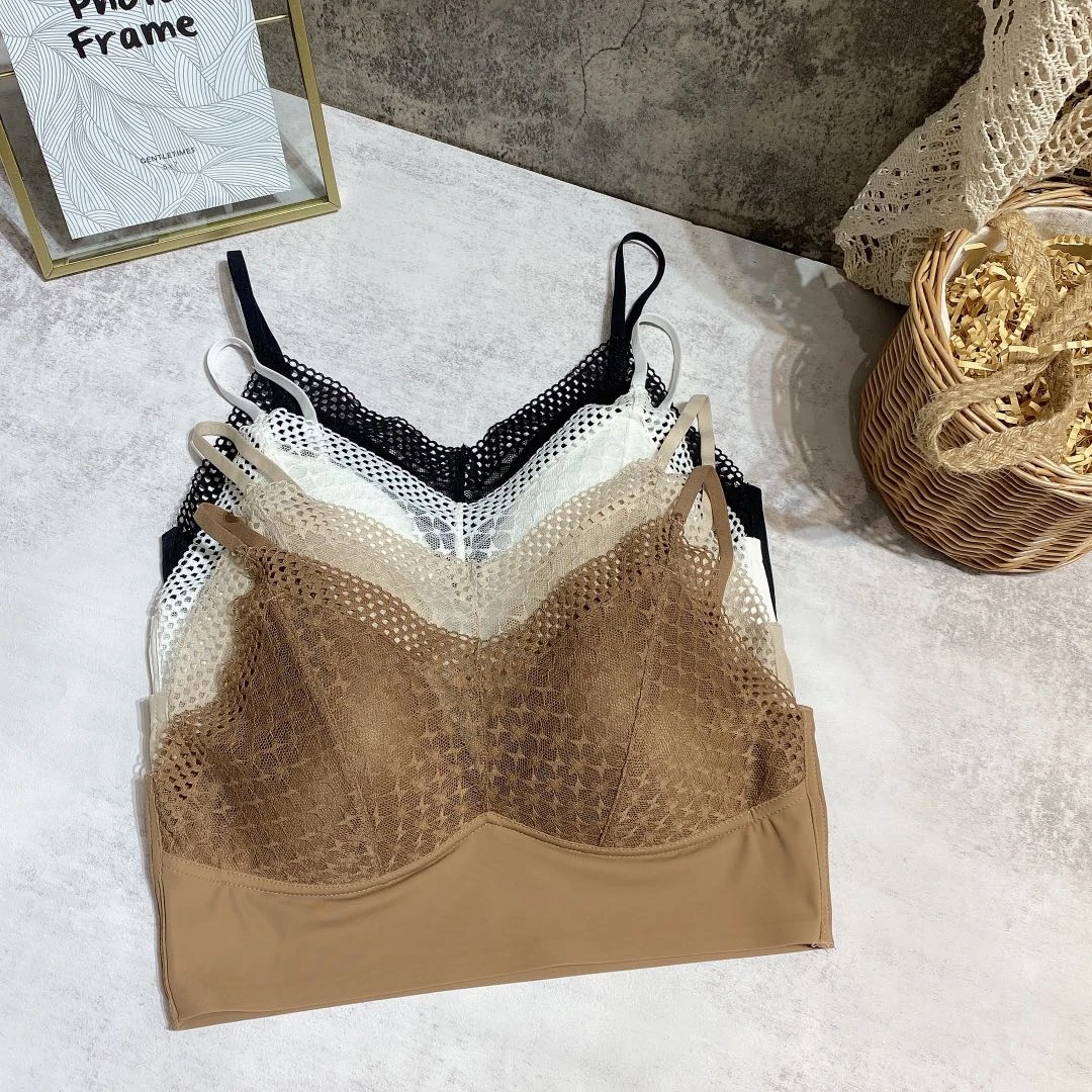 【爱丽丝专享】蕾丝吊带背心女文胸一体带胸垫性感优雅美背10011