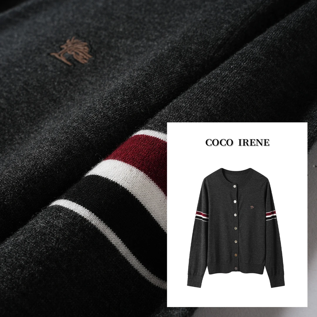 COCO IRENE 【红白黑】2025春高奢裸肤不扎针织开衫