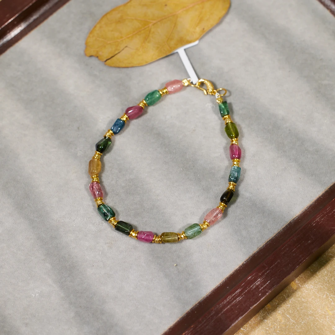 玉峰珠宝【安娜】碧玺手链925银【W4231】多样性发一