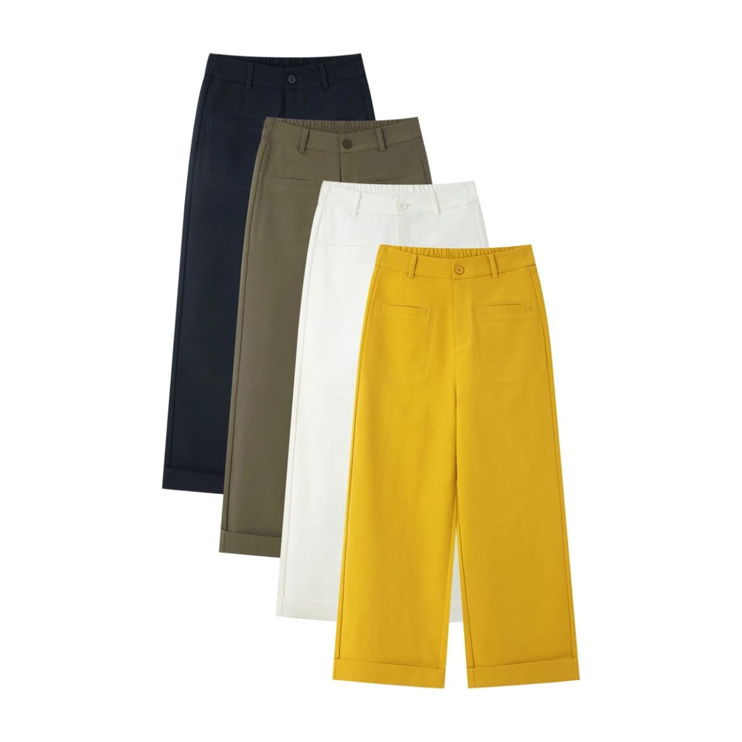 夏季新品时尚百搭薄款舒适显瘦休闲直筒九分裤女73469