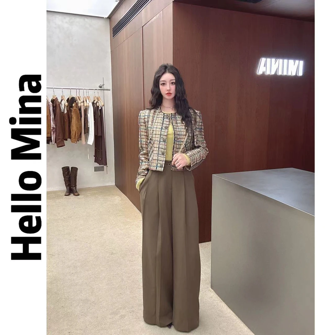 19603设计感高腰直筒西装裤