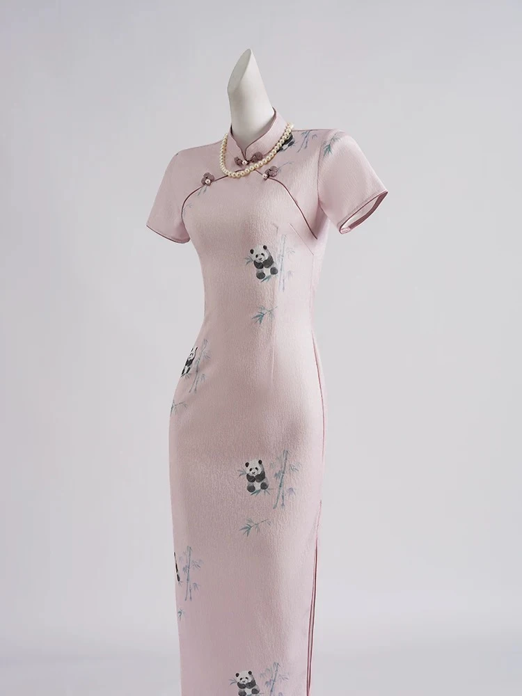 9972-紫色小熊猫旗袍