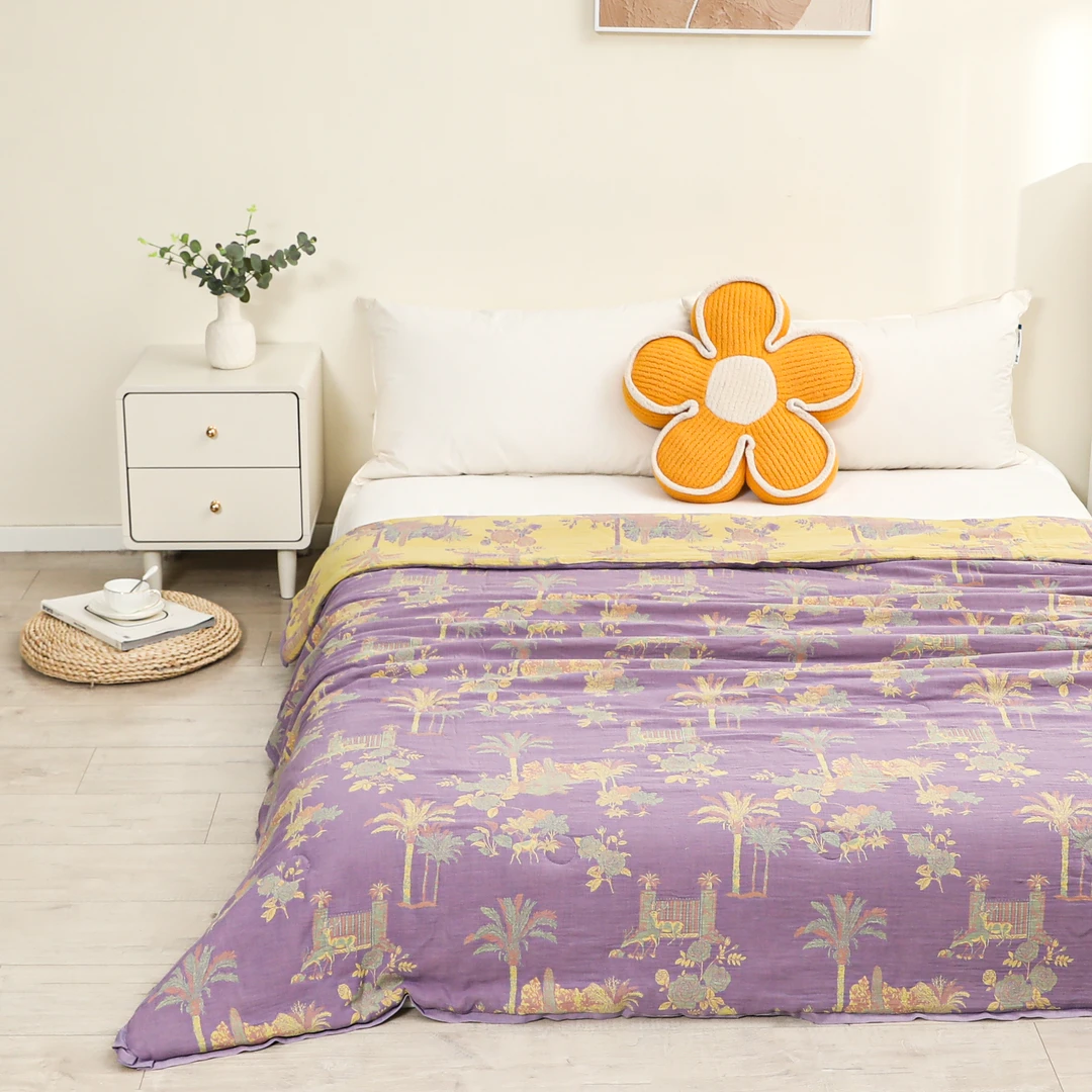 【紫椰子树】纯棉双层纱秋冬被200*230cm