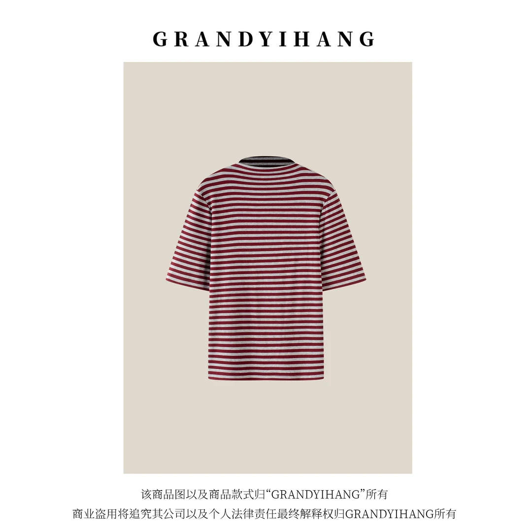 【艳姐推荐】春夏新款时尚休闲百搭短袖条纹T恤上衣22844