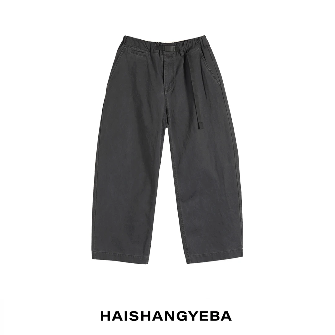 【海上叶爸】新款2025春夏百搭棉中高腰男女同款宽松阔腿休闲裤