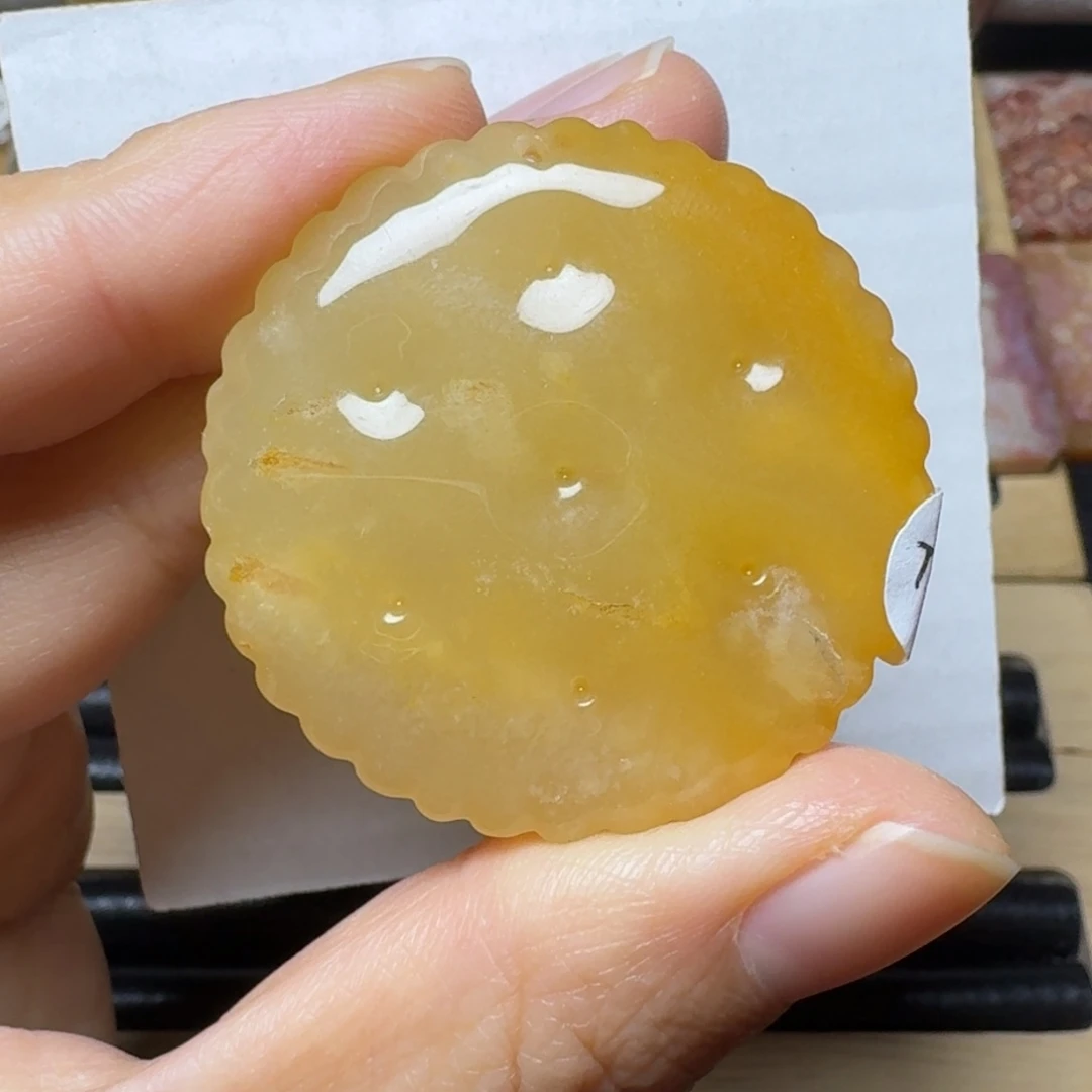 石英质玉（金丝玉）可口饼干，有裂特价未镶嵌