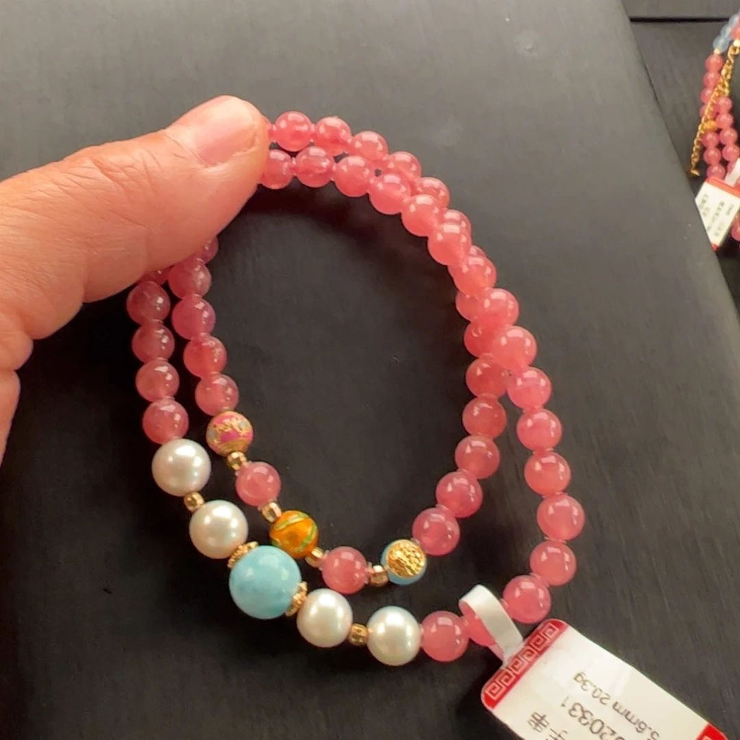 未镶嵌菱锰矿（红纹石）手串