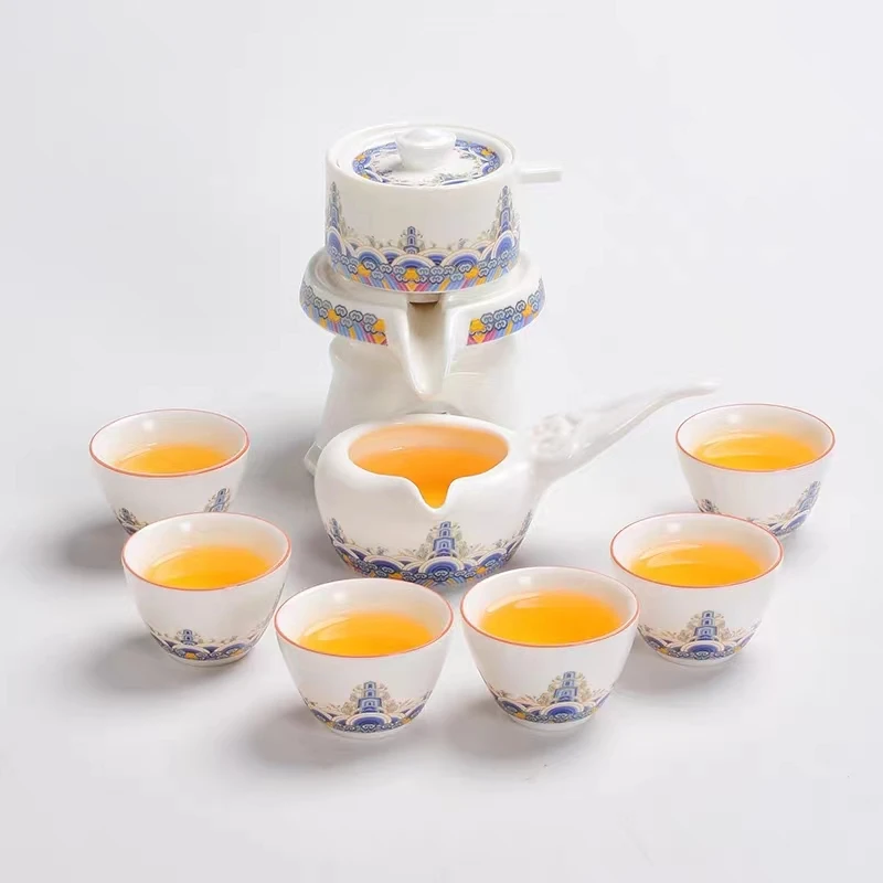 秋香茶具 江崖海水自动茶具套装家用旋转冲泡茶壶中式茶套-3370