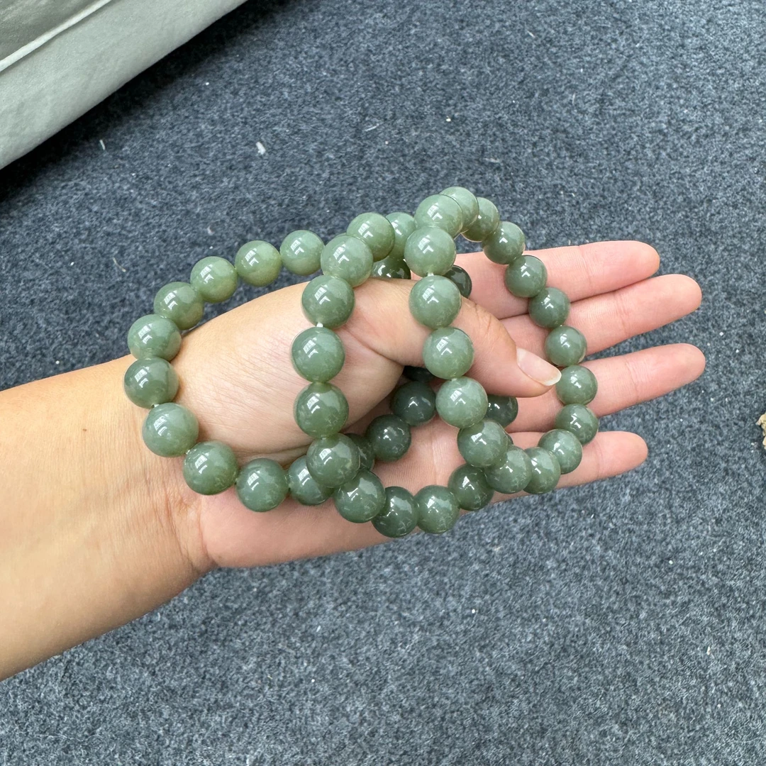 精品和田玉浅色且末蓝手串12mm 多样性发货 拍一发一