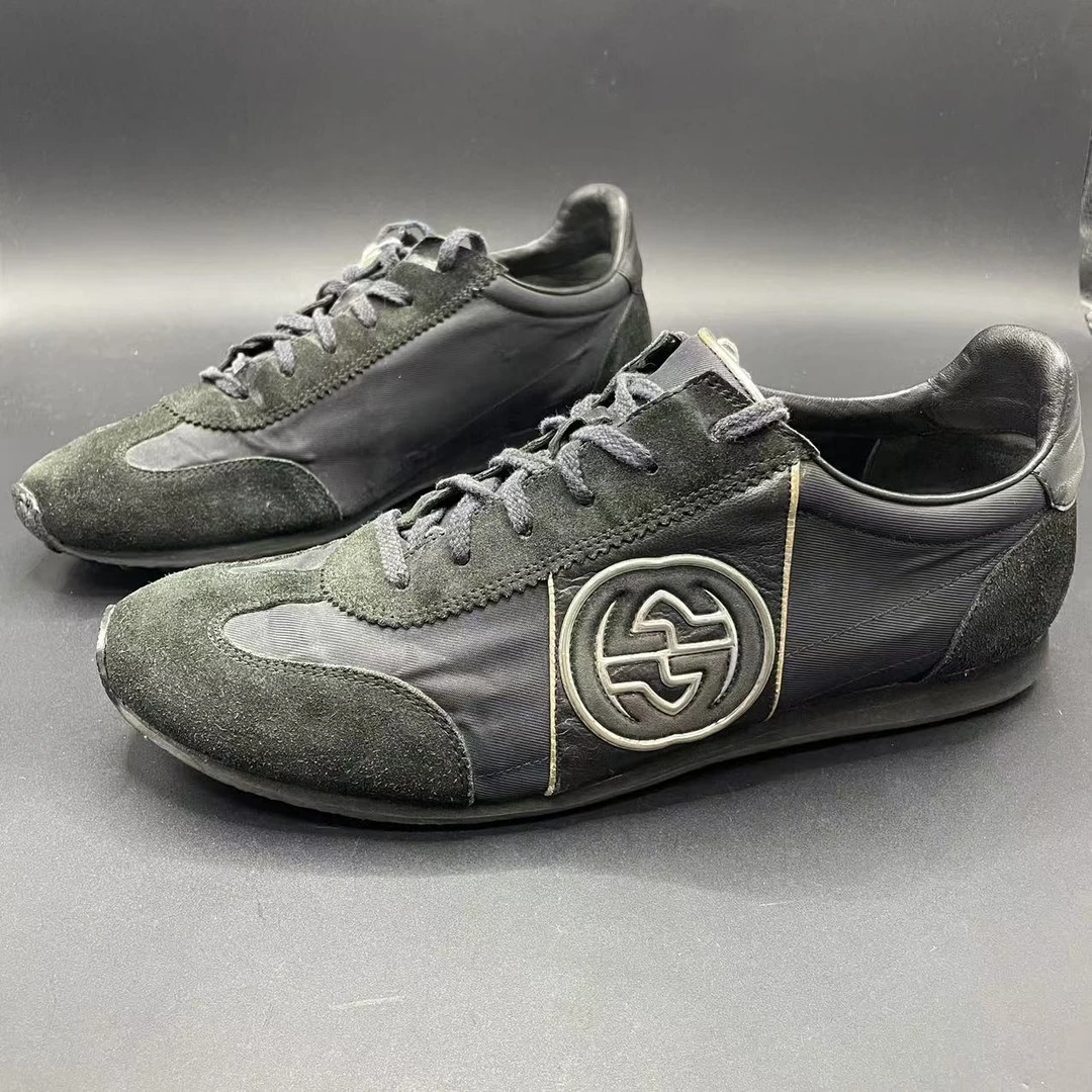 95新 GUCCI/古驰 【福利】男士双G黑色板鞋41.5欧ca270t