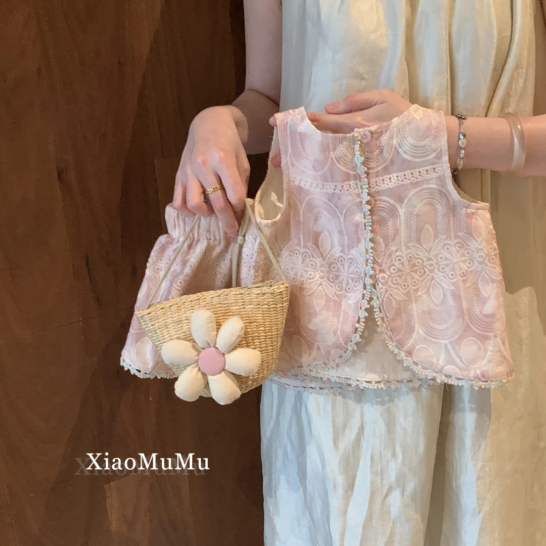 【现货】女童度假套装夏天2025新款小童女宝宝洋气背心短裤两件套