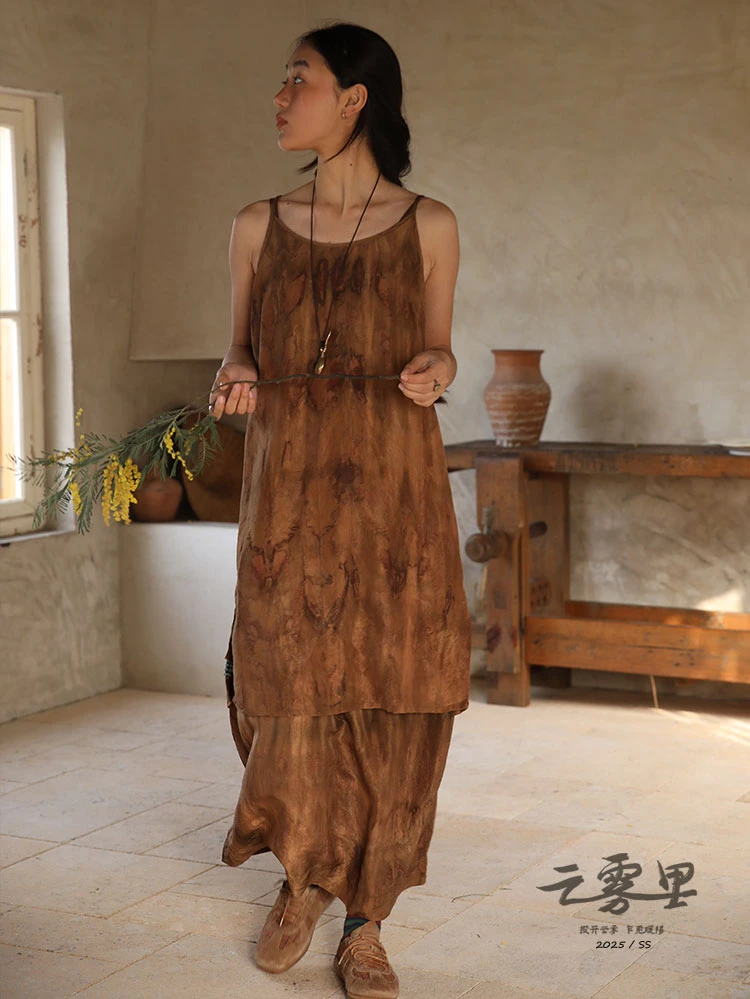 【云雾里】5008 百分百丝植物染长吊带 94.104