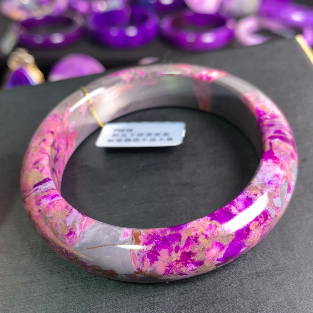 苏纪石（舒俱来）桃红樱花手镯55圈口未镶嵌