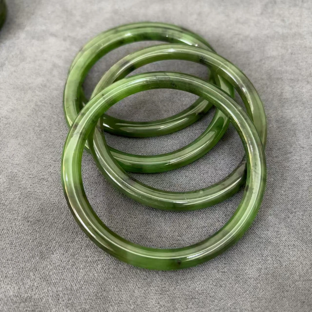 【欣妈珠宝】和田玉碧玉细条手镯一个一卖（有黑点）#6084 多样性发一