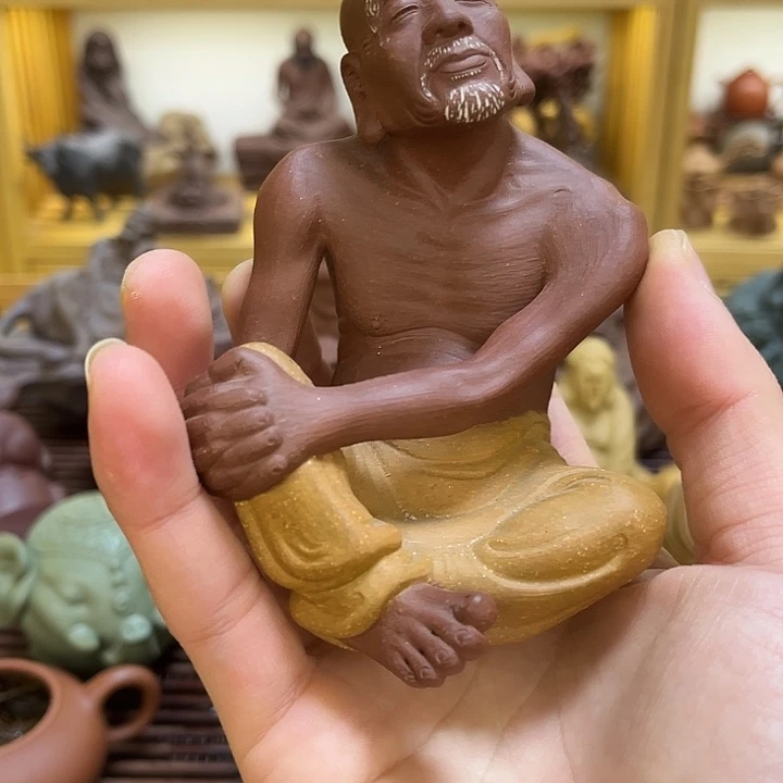 紫砂茶宠小*头紫砂沐心罗汉茶宠摆件