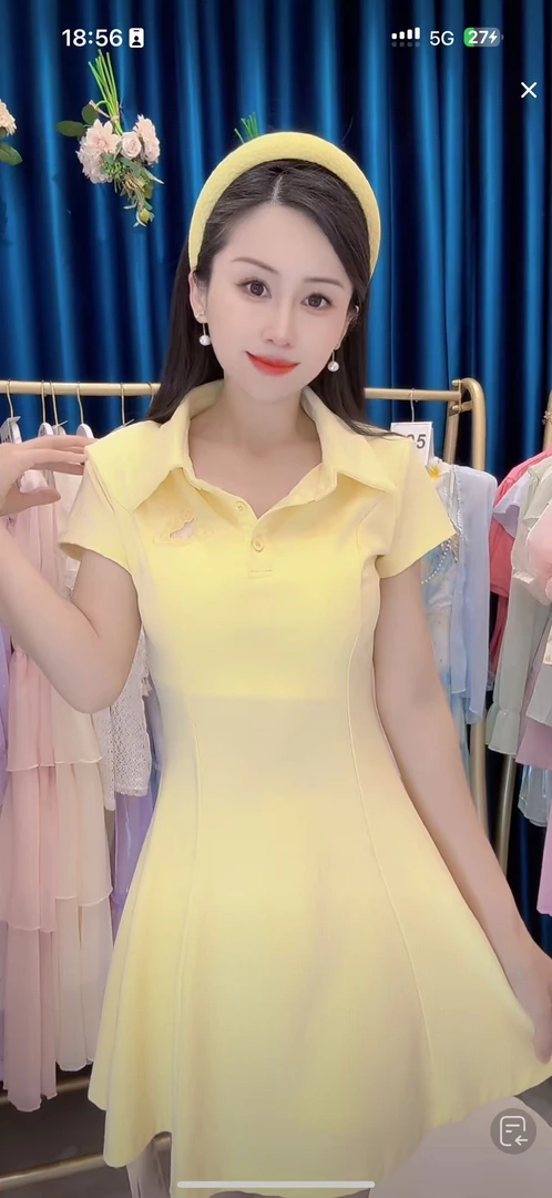 2025夏季新款韩版甜美气质学院风polo领刺绣修身显瘦短袖连衣裙女